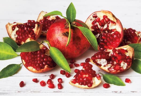 A bunch of pomegranates by Busch's Food Market in Ann Arbor, MI
