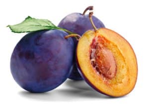 Freshly cut plums with vibrant purple skin in Ann Arbor, MI